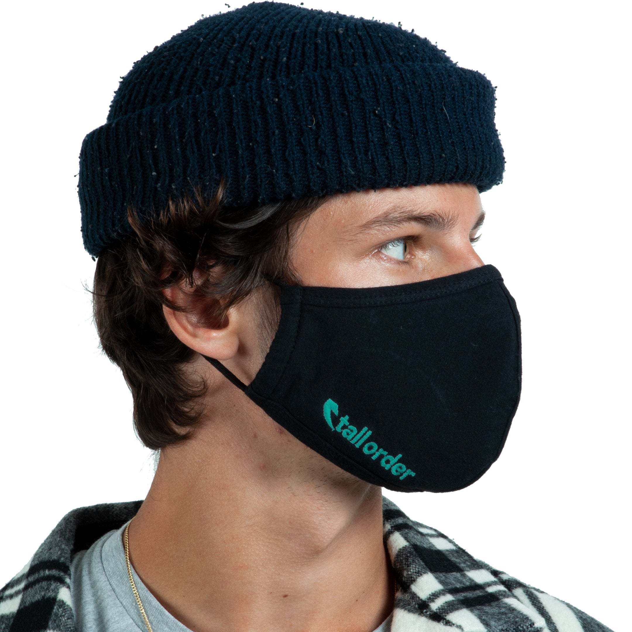 Tall Order Embroidered Mask - Black With Teal Embroidery | BMX