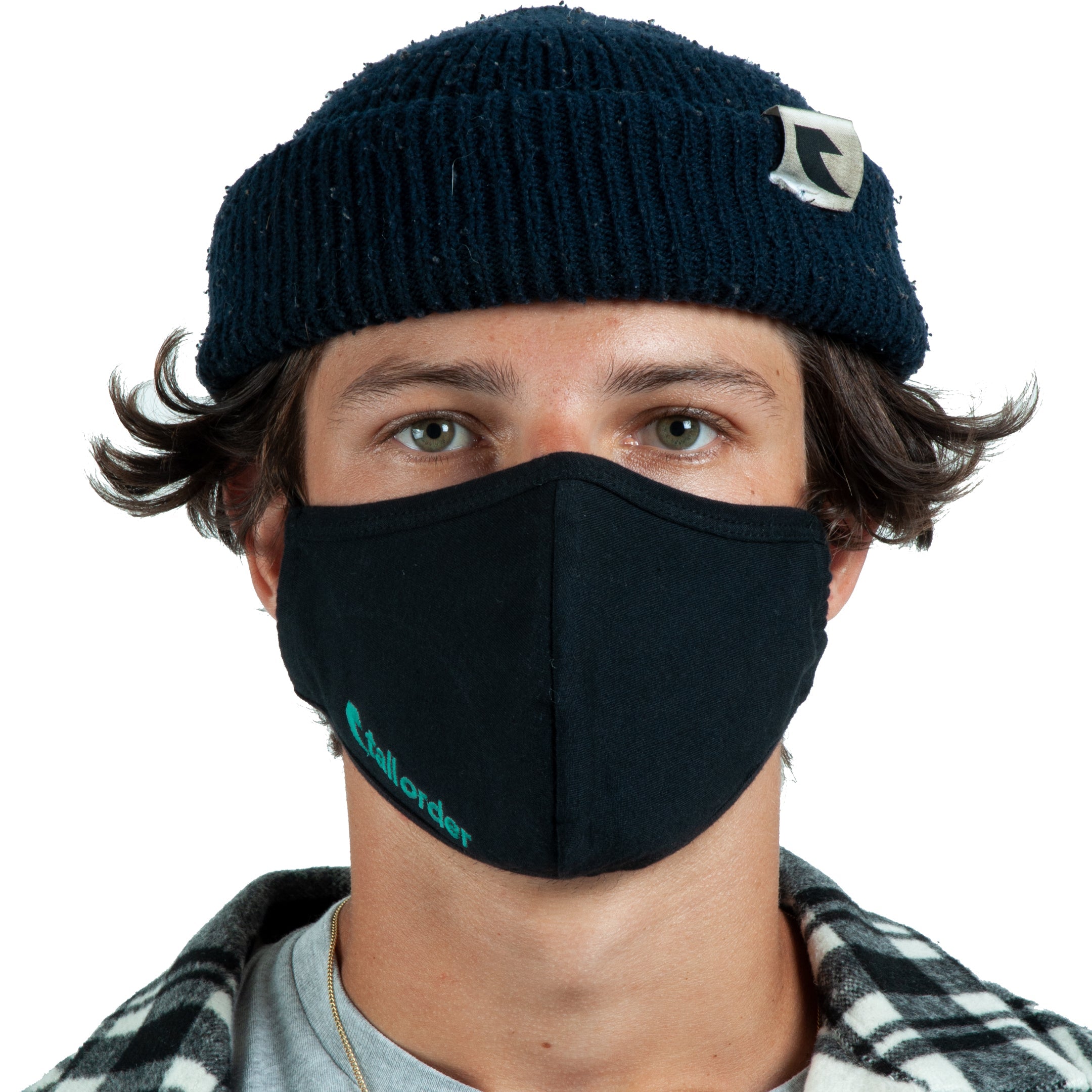 Tall Order Embroidered Mask - Black With Teal Embroidery | BMX