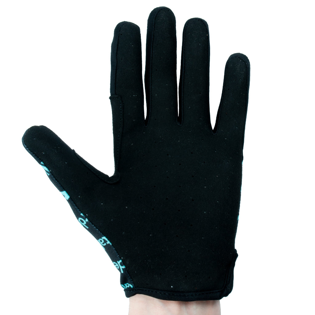 Tall Order Barspin Print Gloves - Black With Teal Print