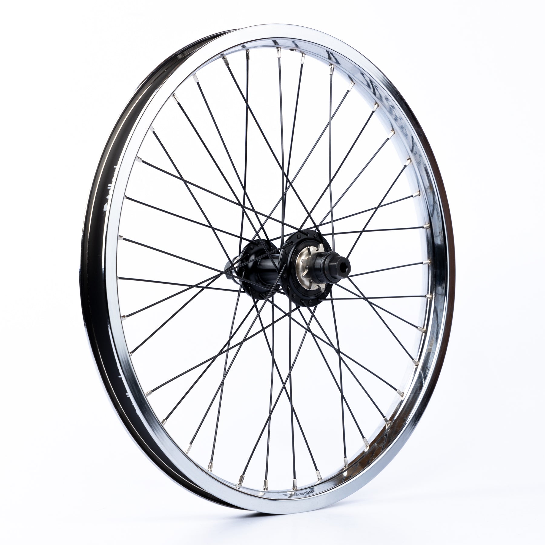 Tall Order Dynamics RHD Casette Wheel - Black With Chrome Rim And Silver Nipples 9 Tooth